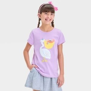 Kids Purple Graphic T-Shirt Size S 6-7 Girls' Short Sleeve Pelican T-Shirt